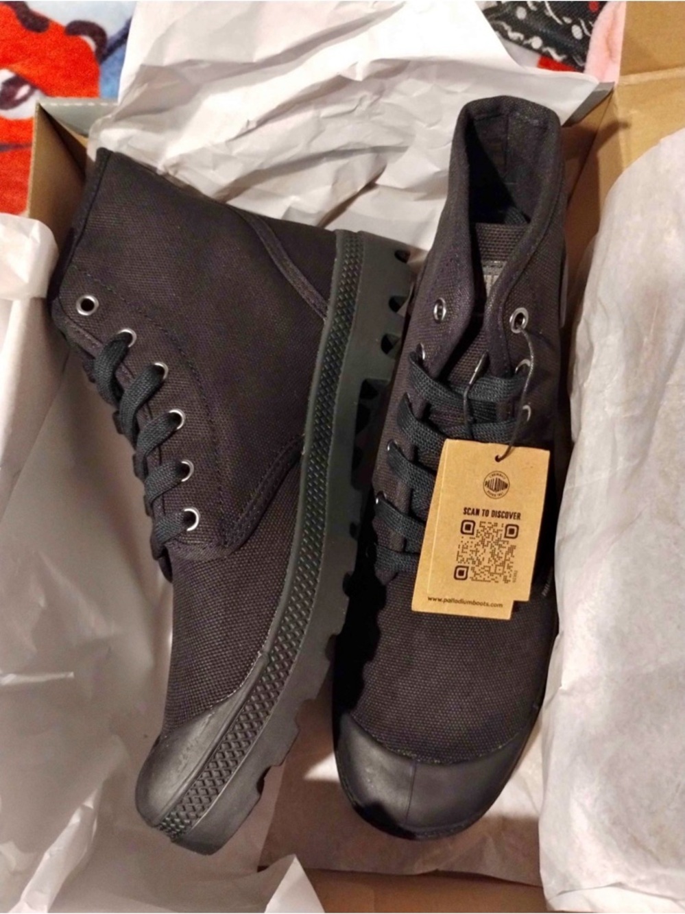 NIB Palladium Pampa Hi 10.5M Men's Black Canvas/Rubber High-Top Lace Up Boots